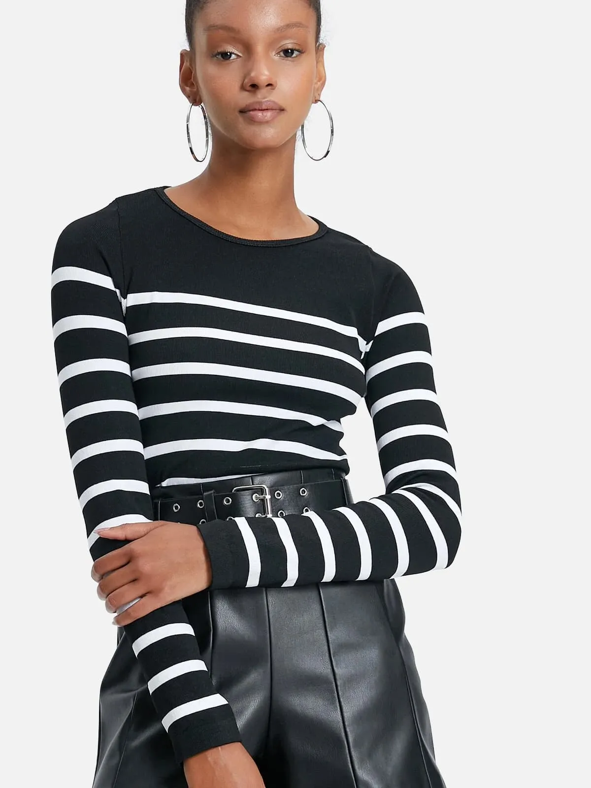 Cotton Long-Sleeve Striped T-shirt