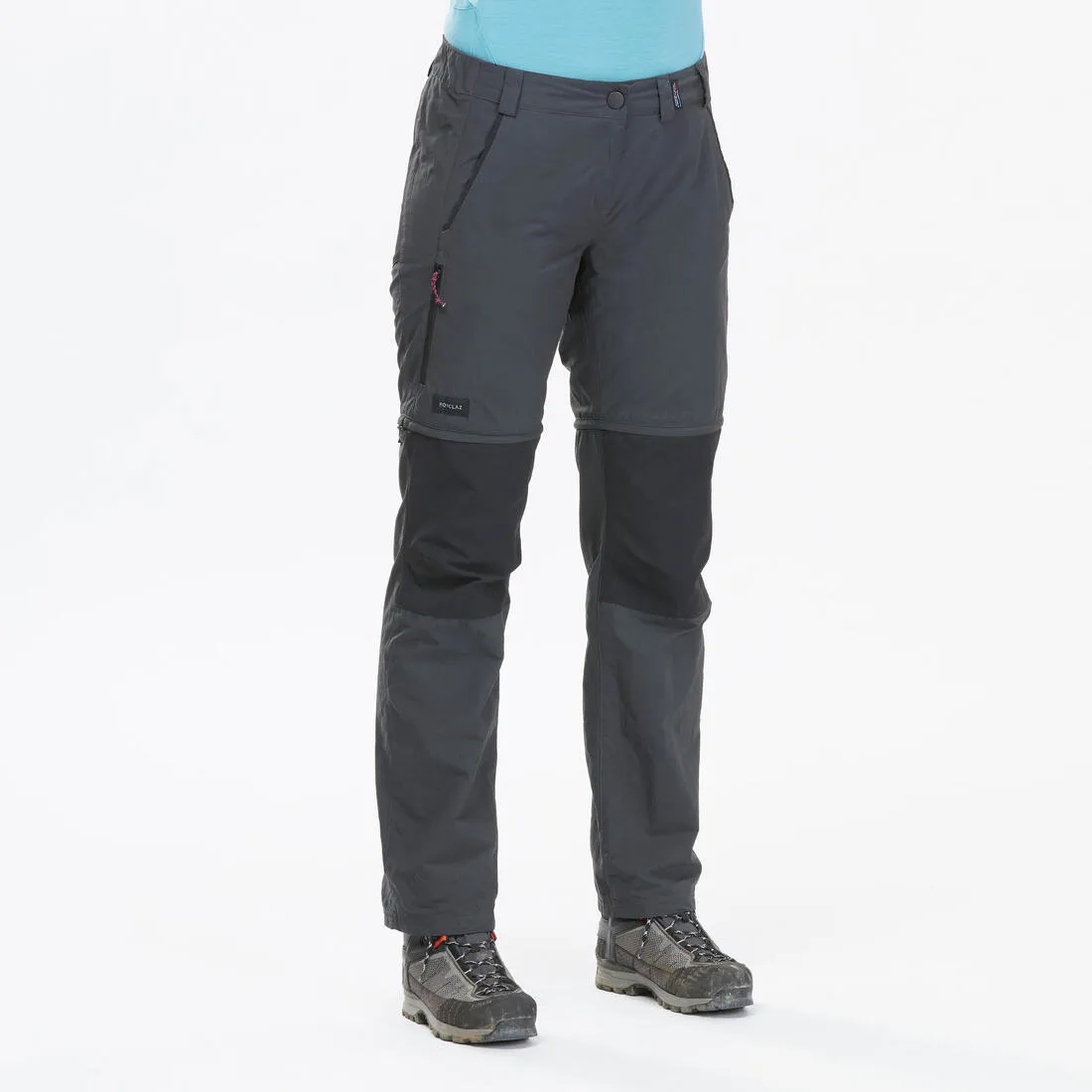 Women's Mountain Trekking 2-in-1 Zip-Off Trousers MT100 - grey